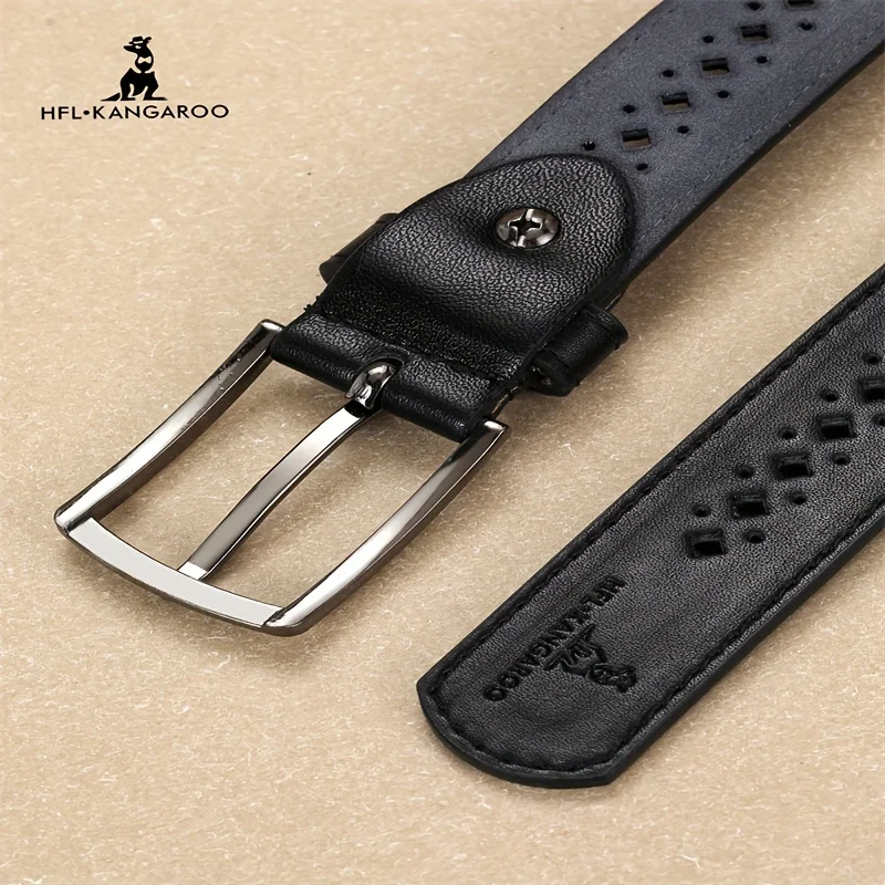 Vintage Preppy Hollow Out Leather Belt Simple Metal Buckle Uniform Daily Campus Casual Waist Strap