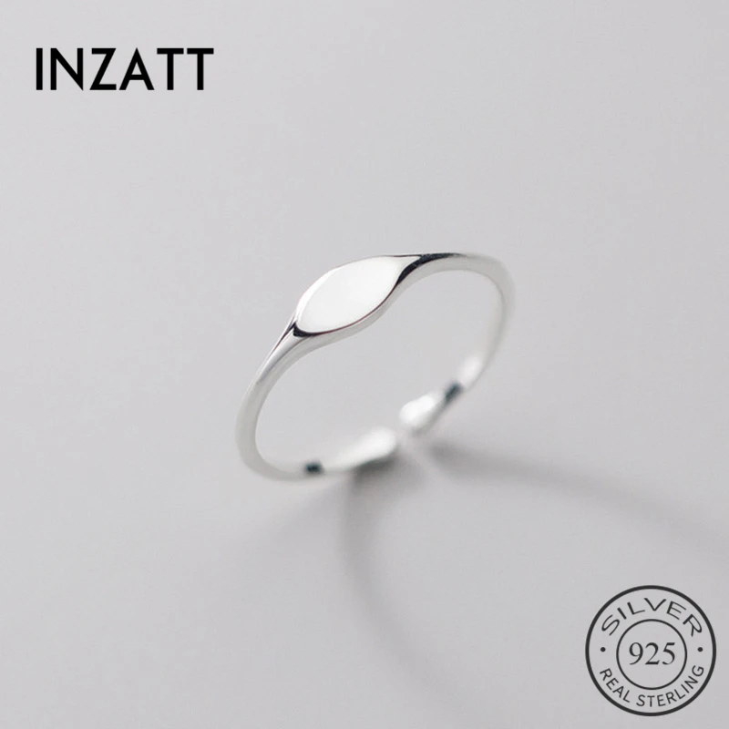 INZATT Real 925 Sterling Silver Oval Adjustable Ring For Fashion Women Party Fine Jewelry Minimalist Geometric Punk Accessories