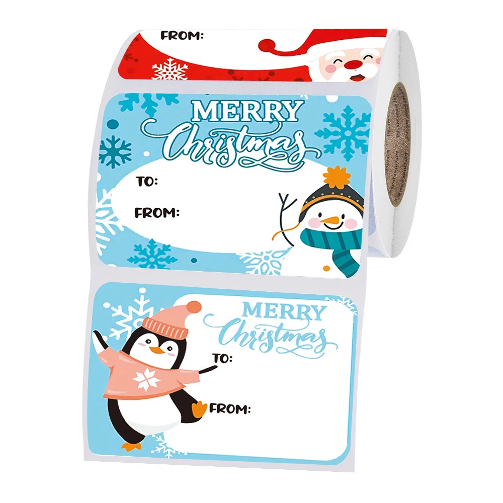 250pcs/roll Christmas sticker DIY sealed label Thank you sticker for Christmas decoration gift bag packaging stickers