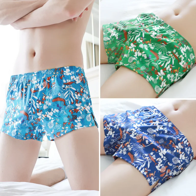 Youth underwear, home clothes, sexy, comfortable, loose, student printed, breathable men's sleeping underwear, underwear