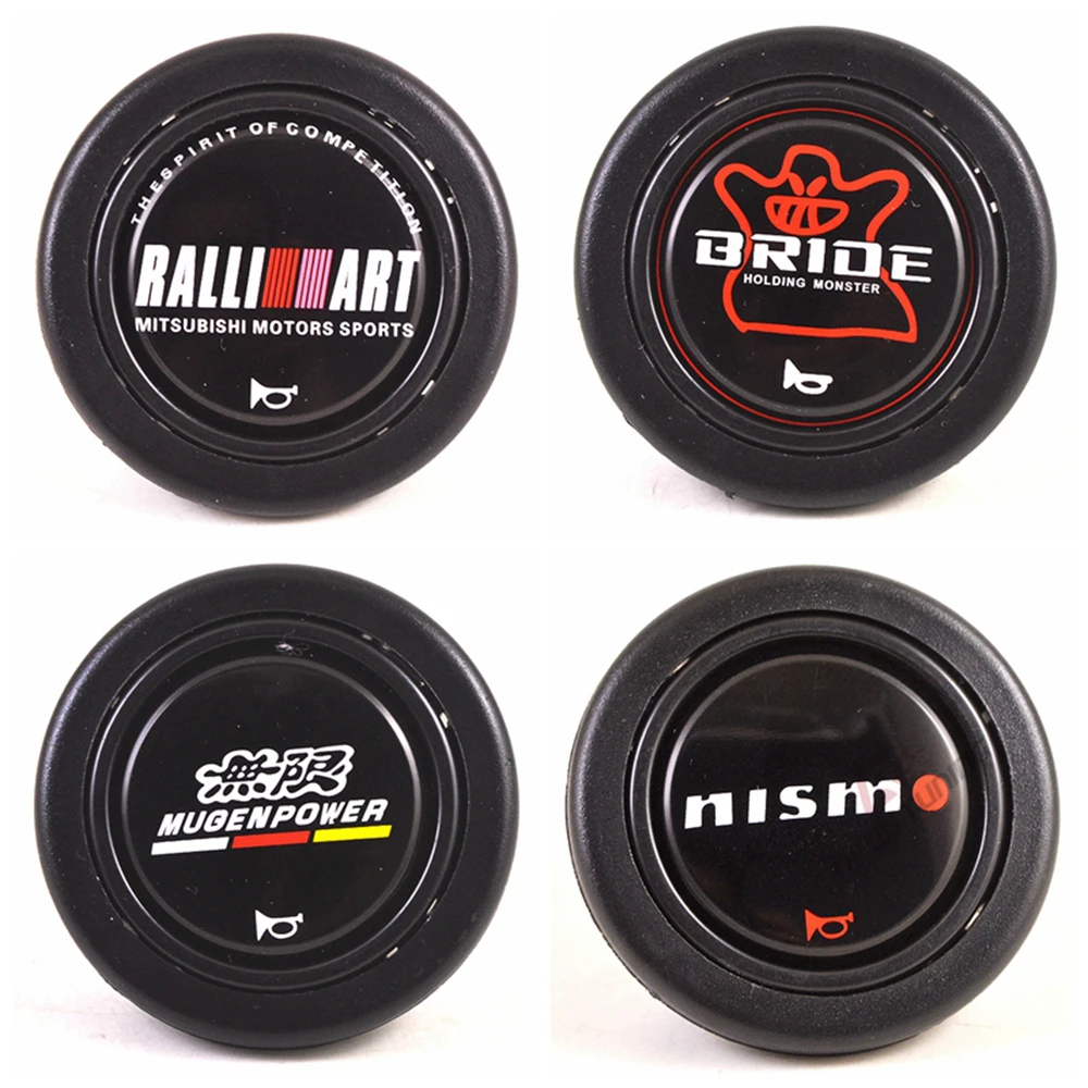 Universal JDM Style Mugen Ralliart Nismo Bride Race Racing Sport Steering Wheel Horn Button For Honda Mitsubishi Nissan