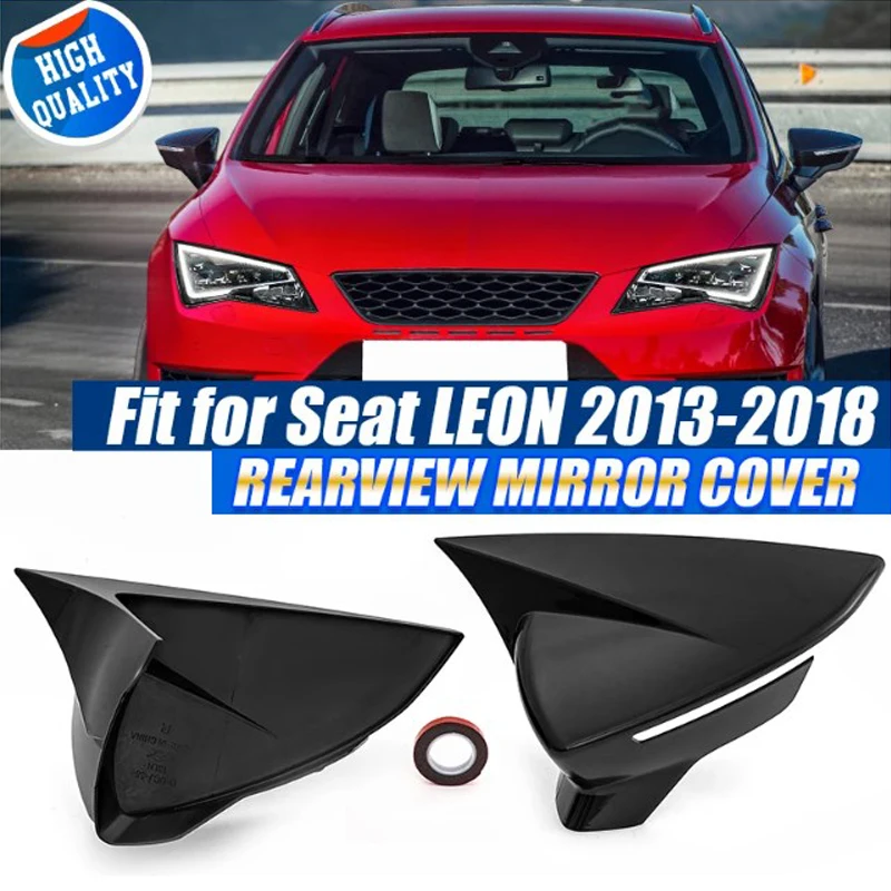 Wing Mirror Cover Caps For Seat Leon MK3 MK3.5 5F ST FR Cupra 2013-2018 Rearview Mirror Case Gloss Black Carbon Fiber Look