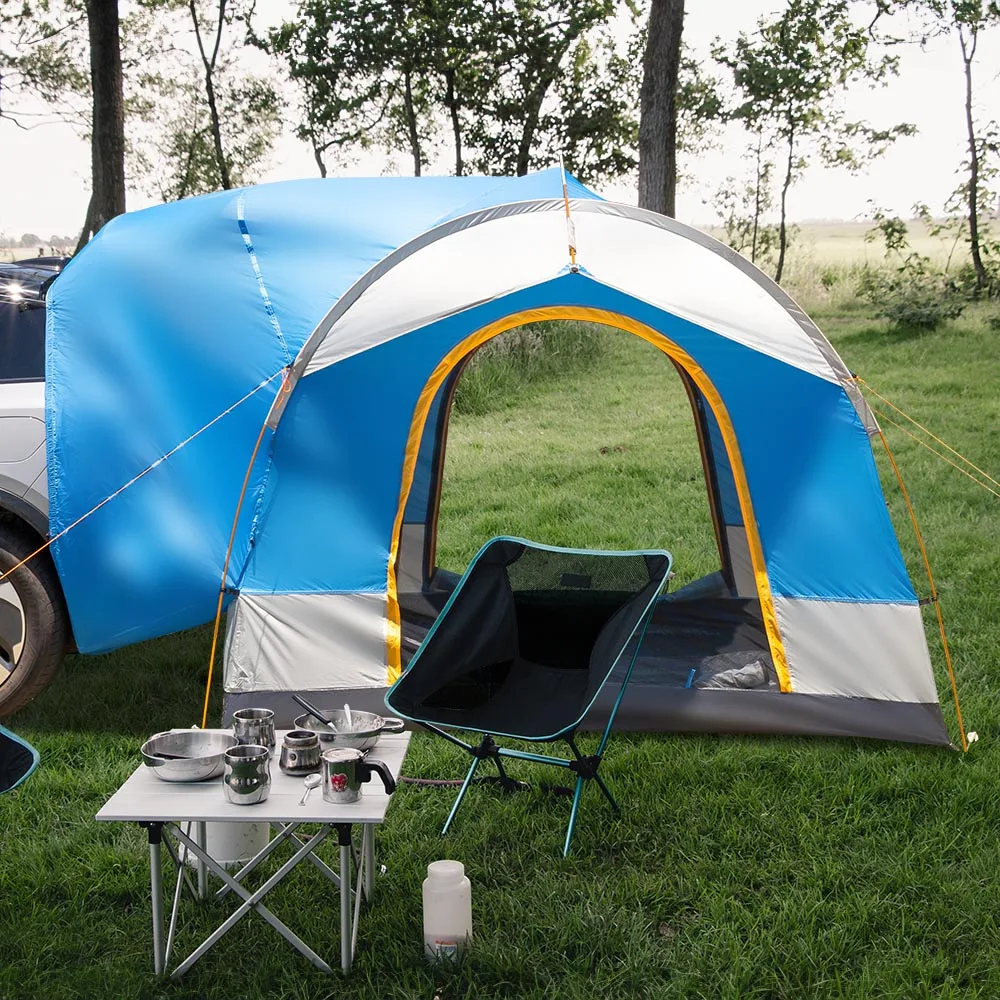 SUV Camping Tent, Outdoor SUV Tent with Double Doors for 5 Person, Waterproof PU2000mm Double Layer Tent for Outdoor Travel