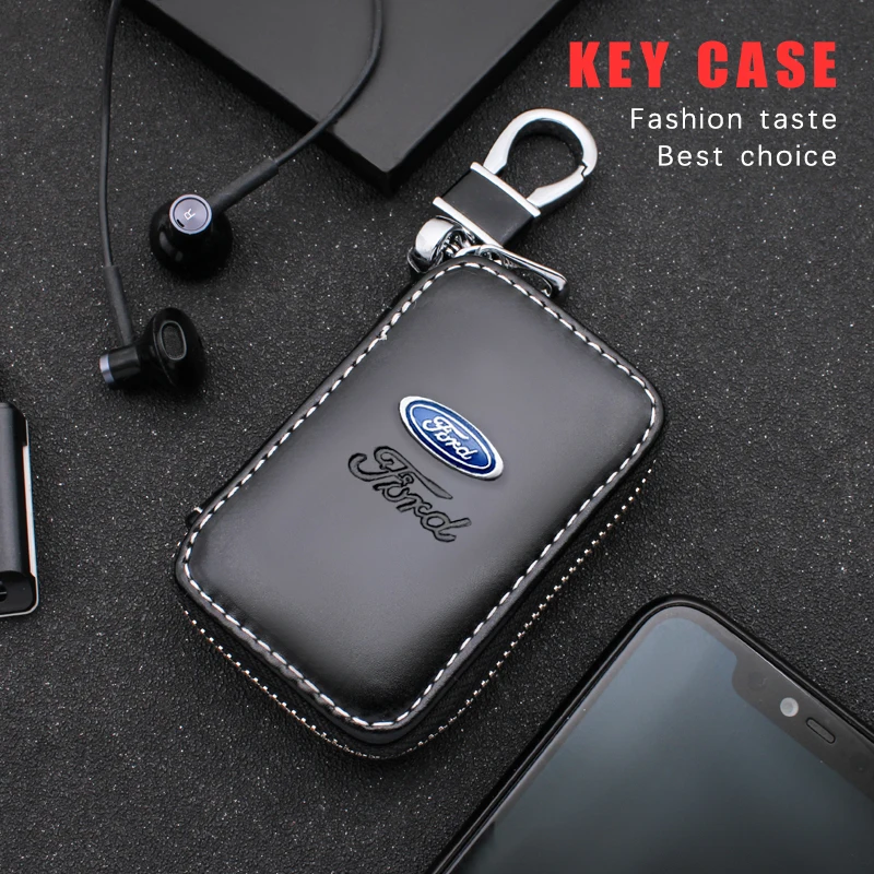 Funda de cuero para llave de coche, funda protectora para llavero de coche, para Ford Focus 2 MK2 Fiesta Mondeo Galaxy Falcon Territory Ecosport