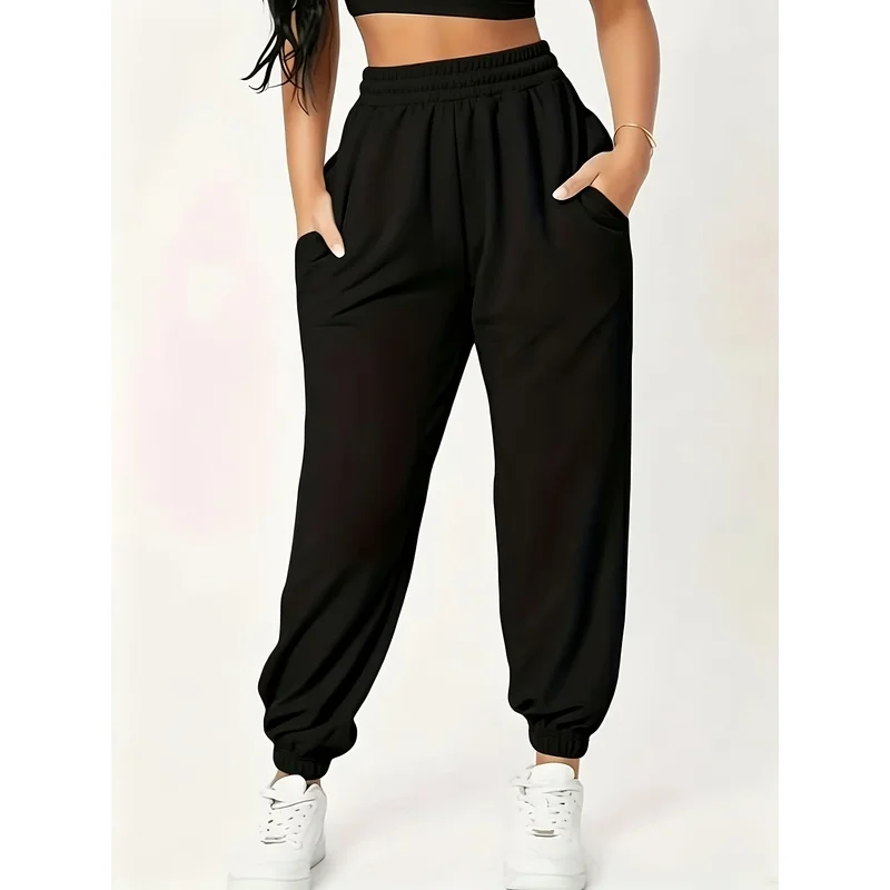Women's High-Waist Elastic Waistband Carnival Fleece Thickened Joggers with Pockets - Loose Casual Trousers All-Match Pants