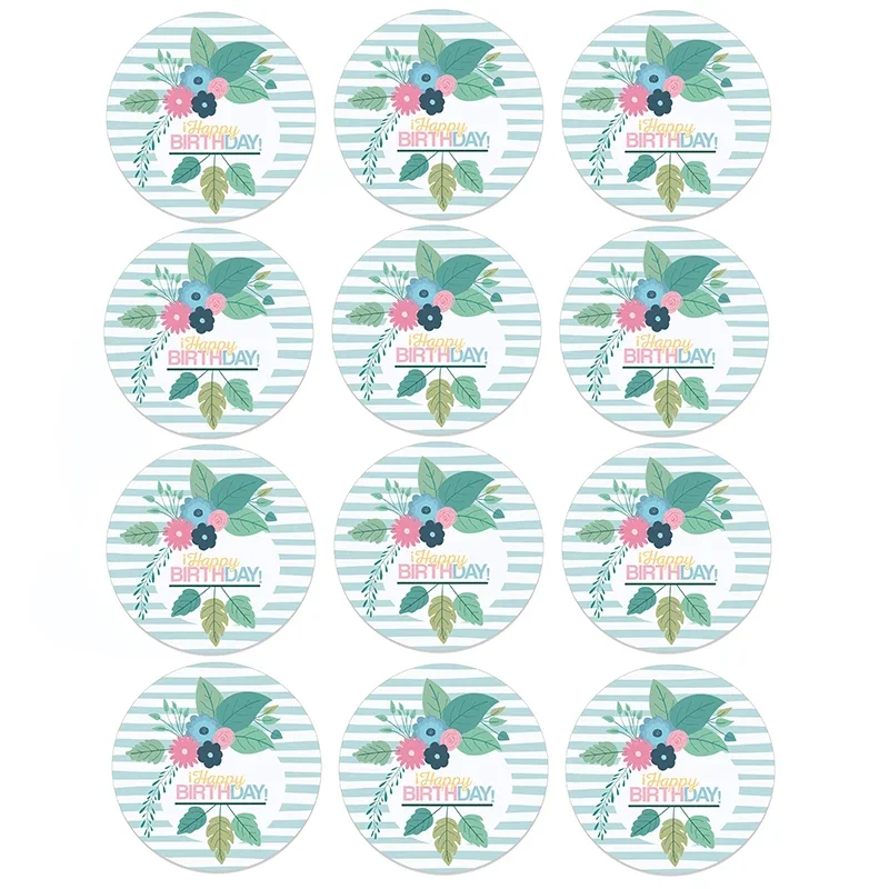 Happy Birthday Round Seal Sticker Paper Adhesive Stickers Tape Label For Homemade Bakery Gift Packaging Scrapbooking Kids Party