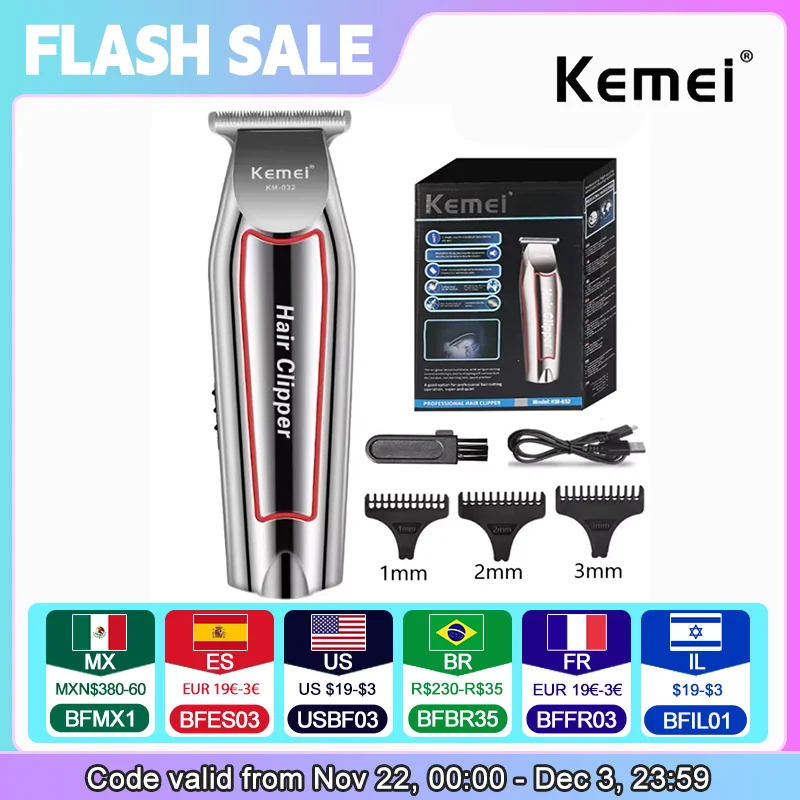 Kemei Hair Trimmer Electric Beard Trimmer For Men Hair Clipper Hair Cutter Machine Haircut Grooming Kit KM-032