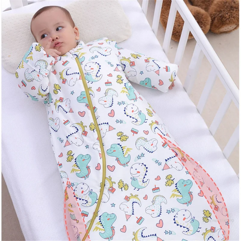 Baby Envelope Sleeping Bag Sack with Sleeves Infant Organic Cotton Quilted Wearable Blanket Winter Warm Soft Swaddle Stroller