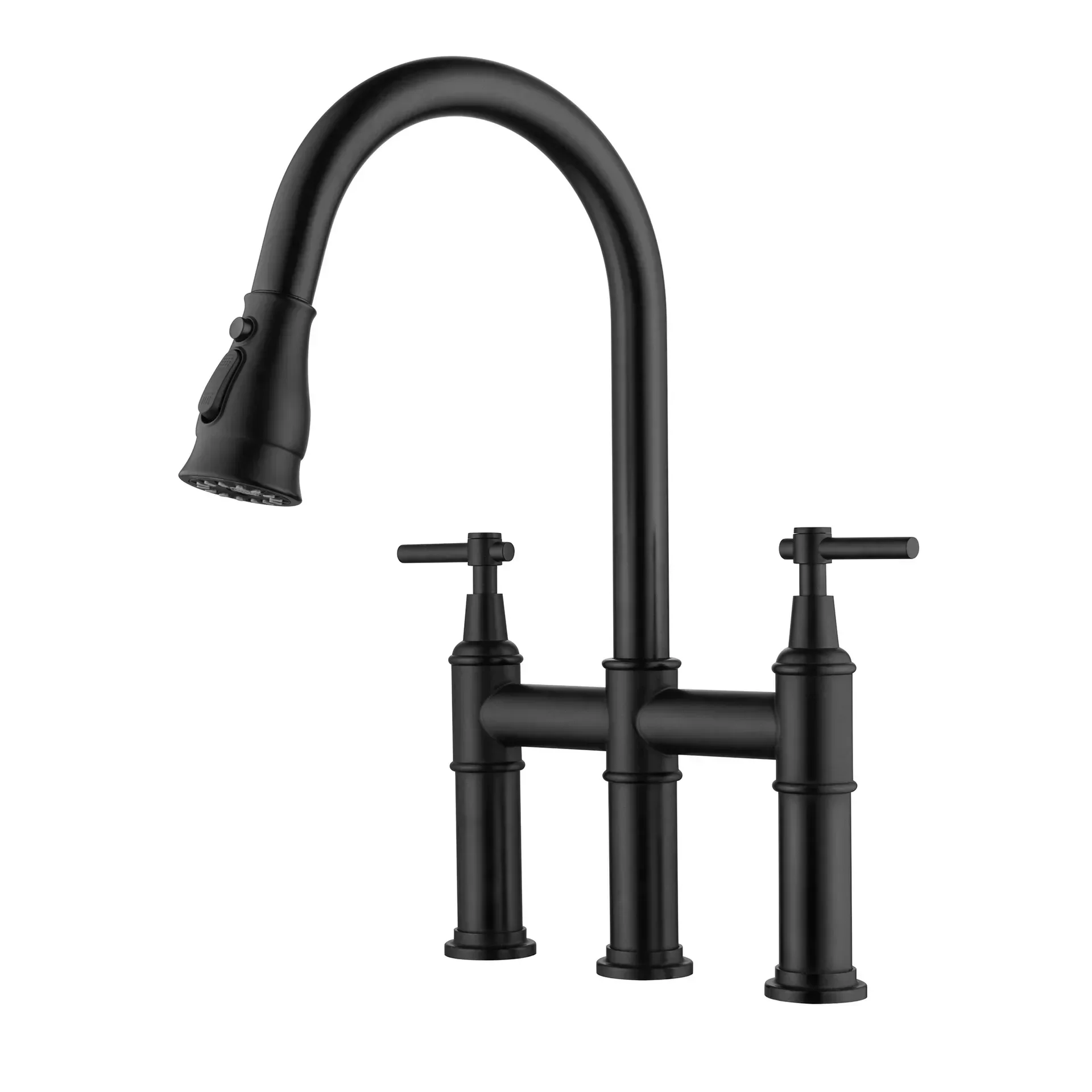 

DurableNew Household Double Handle Kitchen Faucet With Cold And Hot Dual Use 304 Stainless Steel Vegetable Wash Basin Faucet