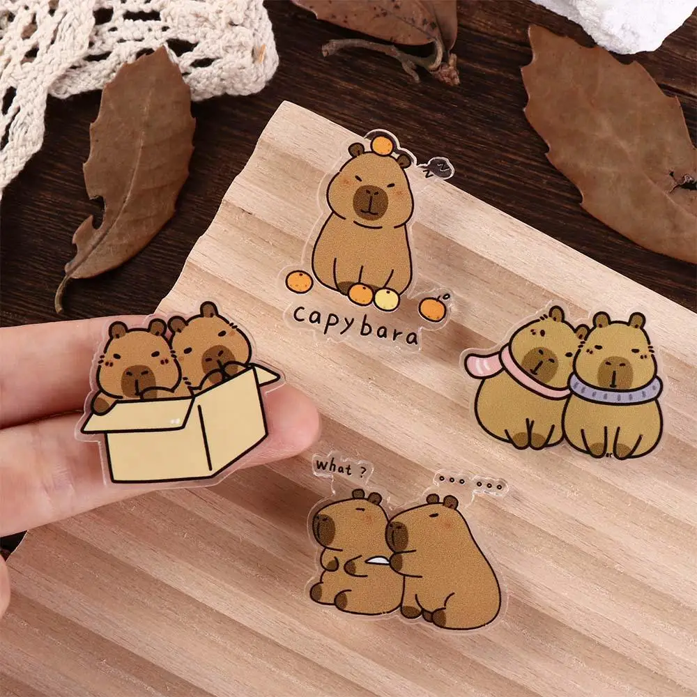 Lovely Acrylic Capybara Pin Funny Cartoon Animal Brooch For Girl Children Backpack Decor Exquisite Badge Pin Gifts