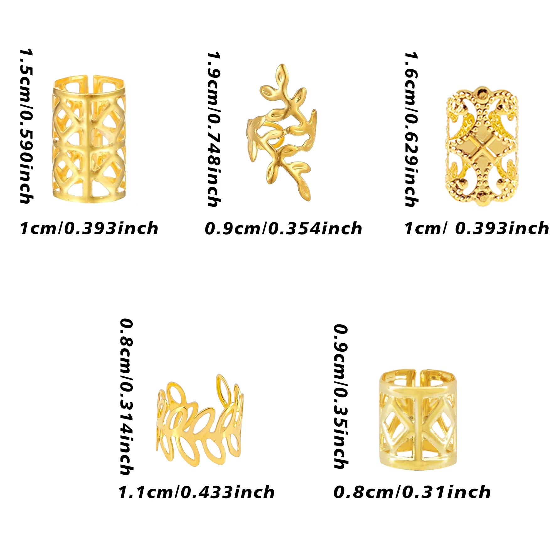 50pcs 5-Shape Hair Rings Set - Versatile Adjustable Hair Cuffs, Boho Hair Jewelry for Men & Women's Dreadlocks(All season） - view 6