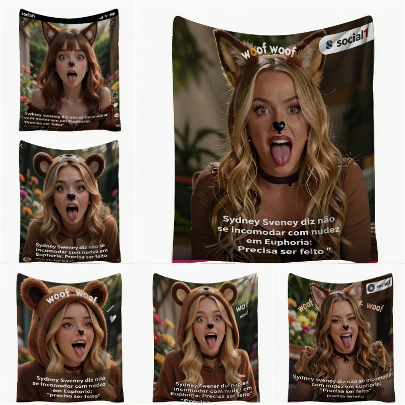 Euphoria Season 3 Sydney Sweeney Serviette de plage à imprimé oreilles de chat, serviette de piscine, serviette de camping, serviette de bain, séchage rapide
