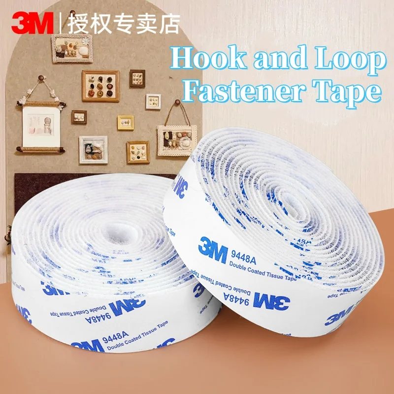 3M Strong Double-Sided Self Adhesive Tape 9448A White Back Adhesive Non-Trace Hook and Loop Fastener Tape High Temperature