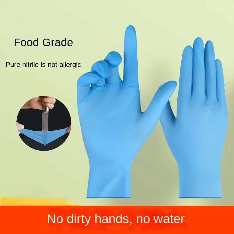 400PCS Disposable Gloves Food Grade Kitchen Catering Lab Thickened Durable 9 Inch Nitrile Rubber Black Gloves Waterproof Gloves