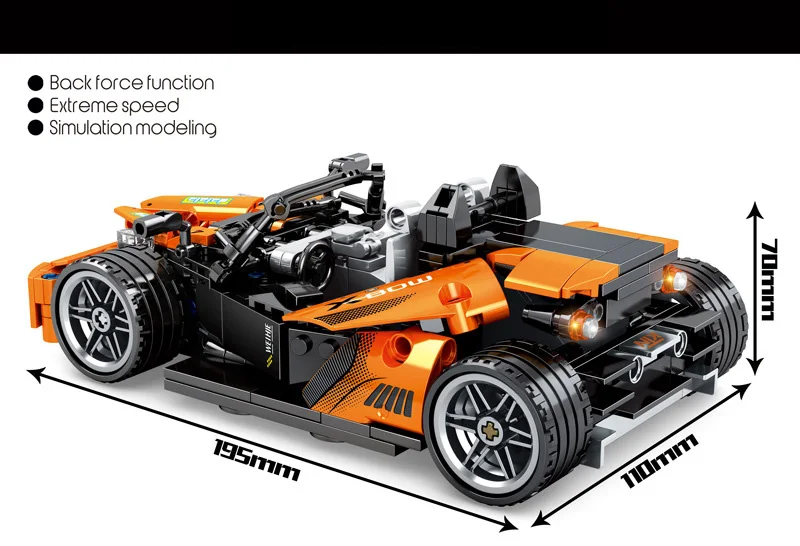 Technical Ktm X-bow Moc Building Block Super Sport Car Pull Back Vehicle Construction Bricks Educational Toys For Boys Gifts