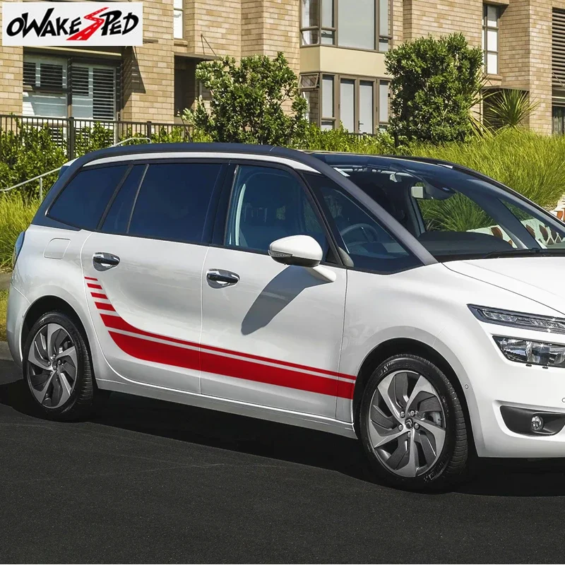 

Car Sticker Both Side Body DIY Vinyl Decals Sport Stripes Styling Auto Exterior Accessories For-Citroen C4 PICASSO