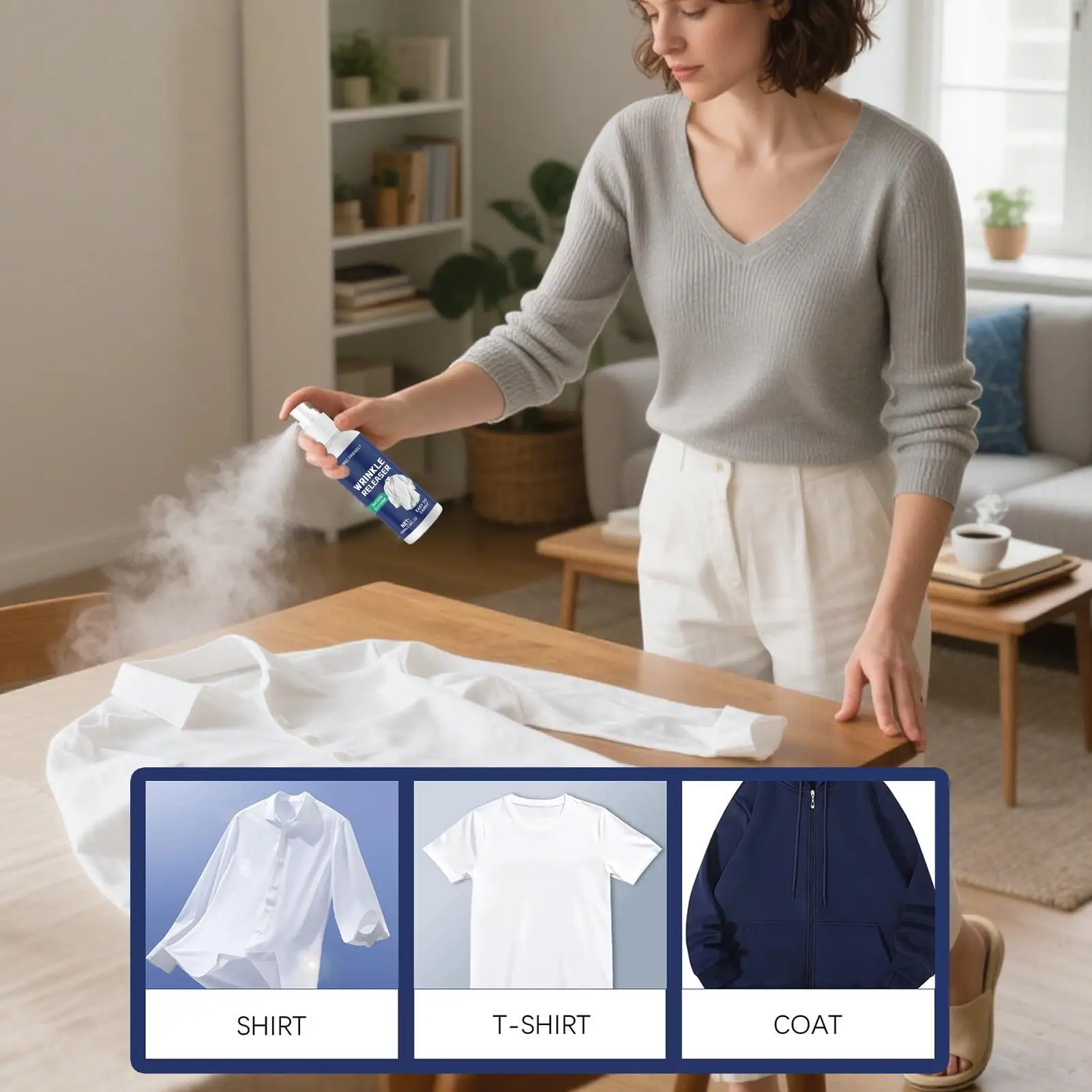 100ml Anti-Static Wrinkle Release Spray, Ironing Spray for Clothes, Travel-Size Ironing Aid for Home, Dorm, Beach Vacation