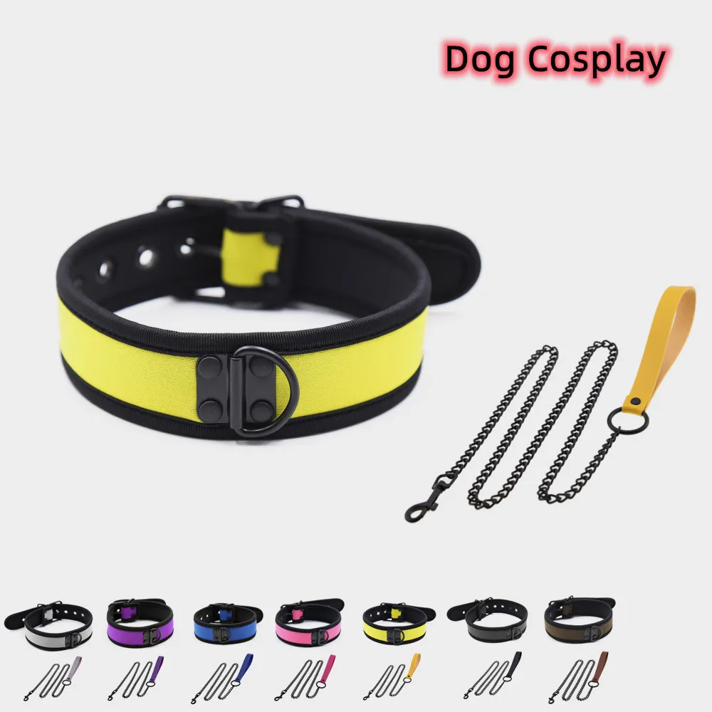 Disfraz de sirvienta de juego de rol, Collar Sexy de esponja para cachorros, accesorios de Cosplay de animales Gay, accesorios para perros, cubierta de cuello con cadena de tracción