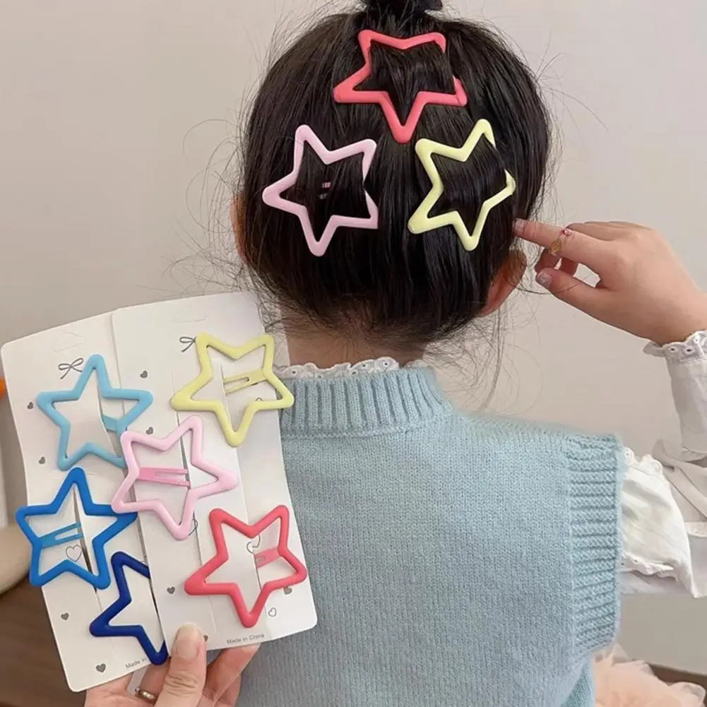 Star Hair Clips Princess Style Children Hairpins Set Hollow Out Star Shape Anti-slip Lightweight Portable Hair Clips for Girls