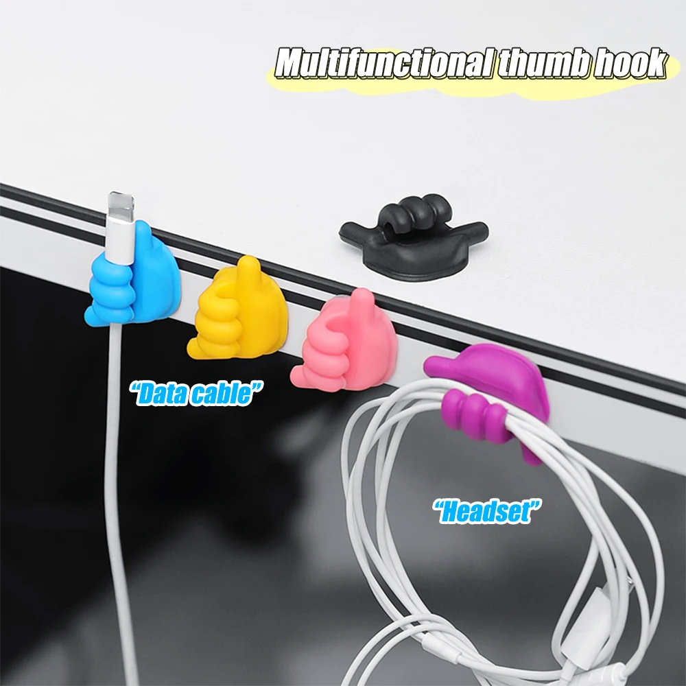 10/1pcs Thumb USB Cable Organizer Cable Clips Flexible Wire Management Cord Clip for Iphone Samsung Xiaomi Home Office Car