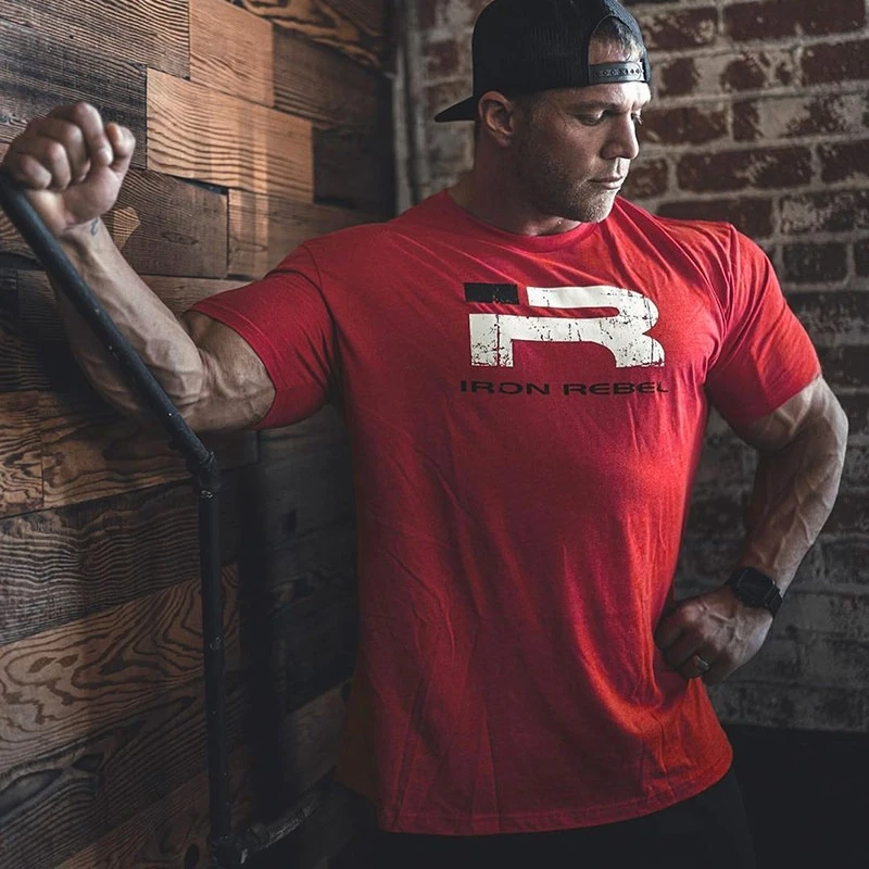 2026 GYM IR Series Hard Core Short Sleeve Tee Sport Print Round Neck Simple Sweat Absorbent Fitness Mens Clothing Training Loose