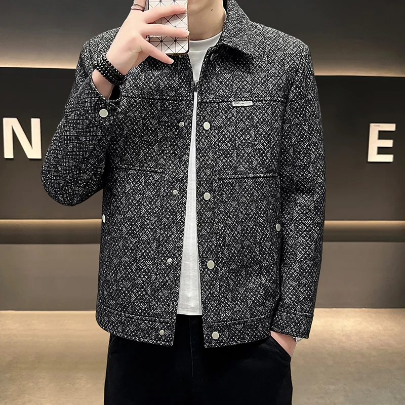 

Men's Faionable ort Thiened Woolen Jaet Autumn Winter New Sle Casual Fit All-Match Youth Jaet Trendy Coat