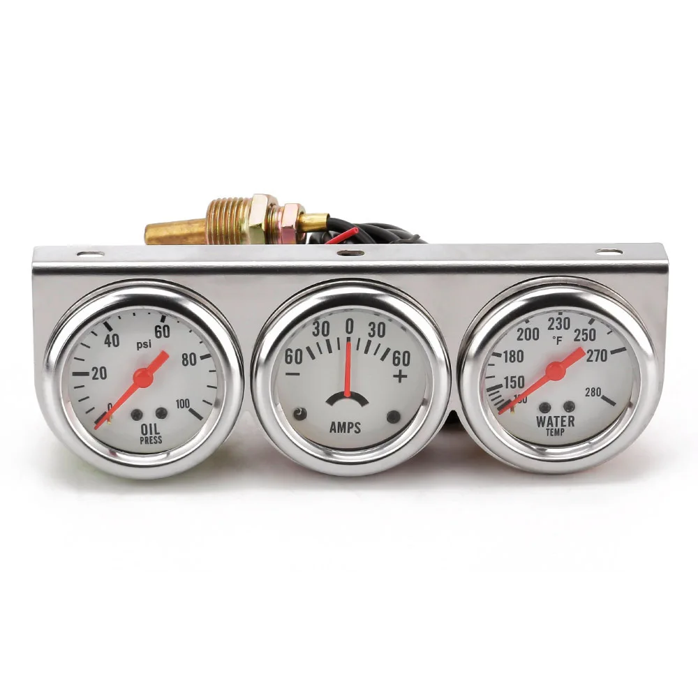 52mm 3 in 1 Mechanical Gauge Oil Water Temp Volt for Car 12V Universal Kit - view 5