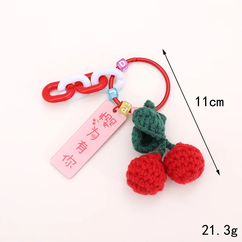 Hand-woven wool persimmon good things happen key chain pendant wool crocheted peach you happy pendant