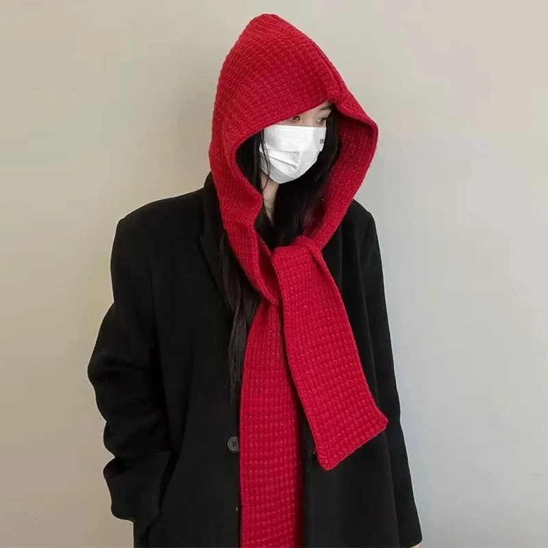 Heißer Verkauf Schal Integrierte Warme Herbst Und Winter Mit Kapuze Schal Hut Dual-Zweck Gestrickte Schal Wolle Hut