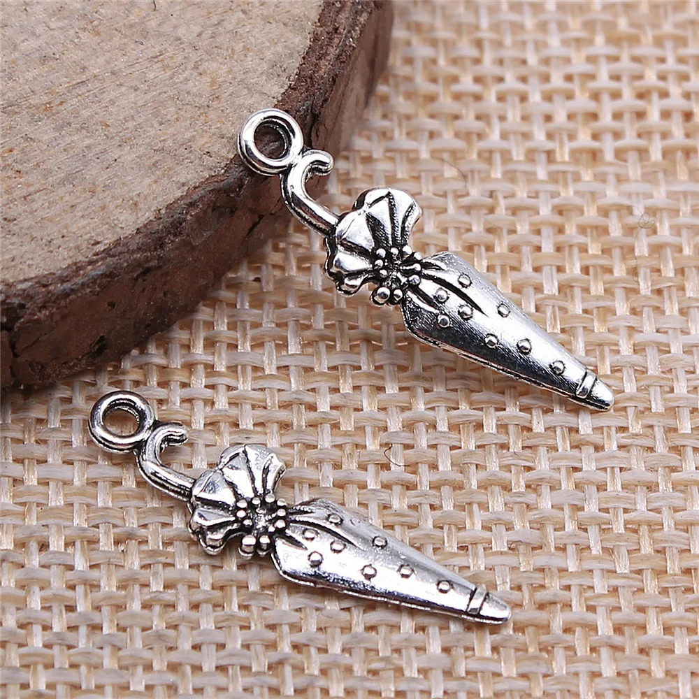 WYSIWYG 20pcs 7x26mm 2 Colors Antique Bronze Color Antique Silver Color Umbrella Charms For DIY Jewelry Making view 5