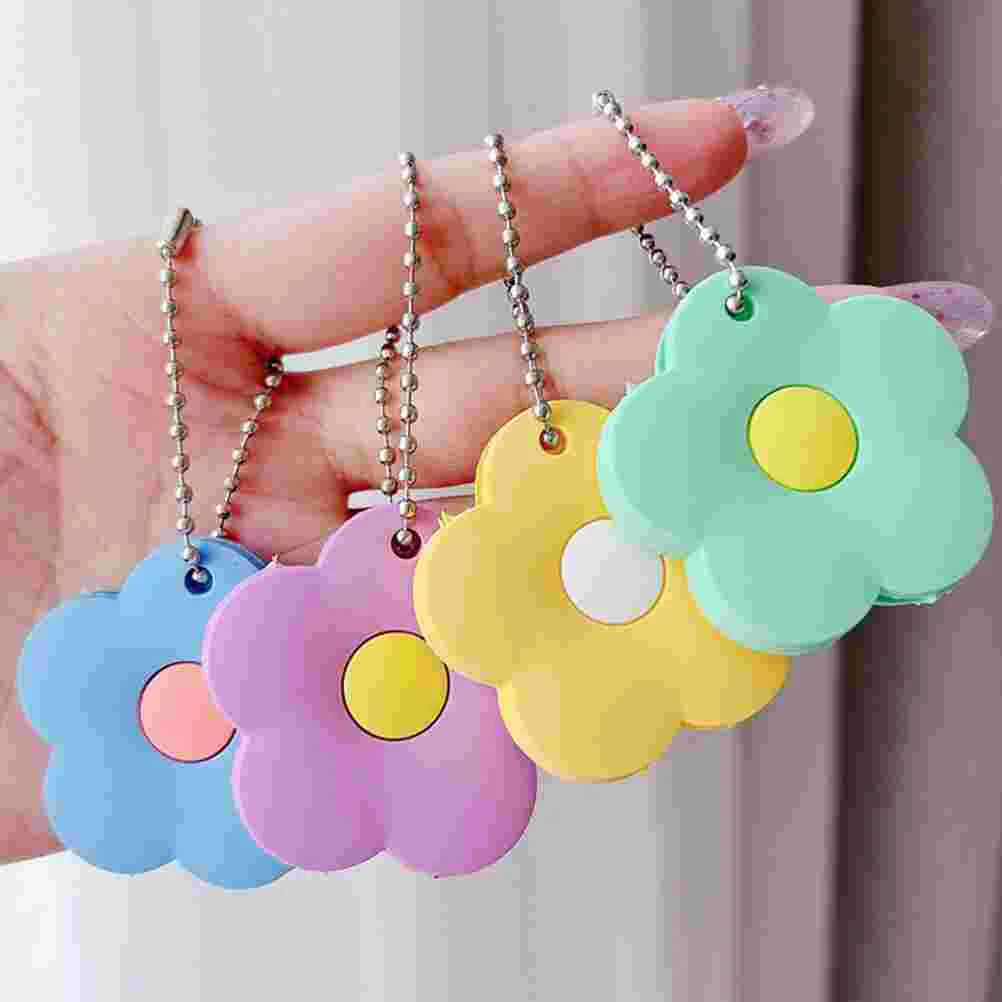 6 Pcs Petal Key Chain Identifier Caps Covers Ring Flower Silicone Car Large for Keys Protector