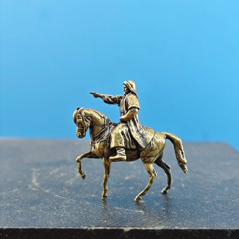 

Metal Brass Genghis Khan Action Figures Miniature Landscape Decoration Horseback Warrior Personality Ornament Accessories Toys