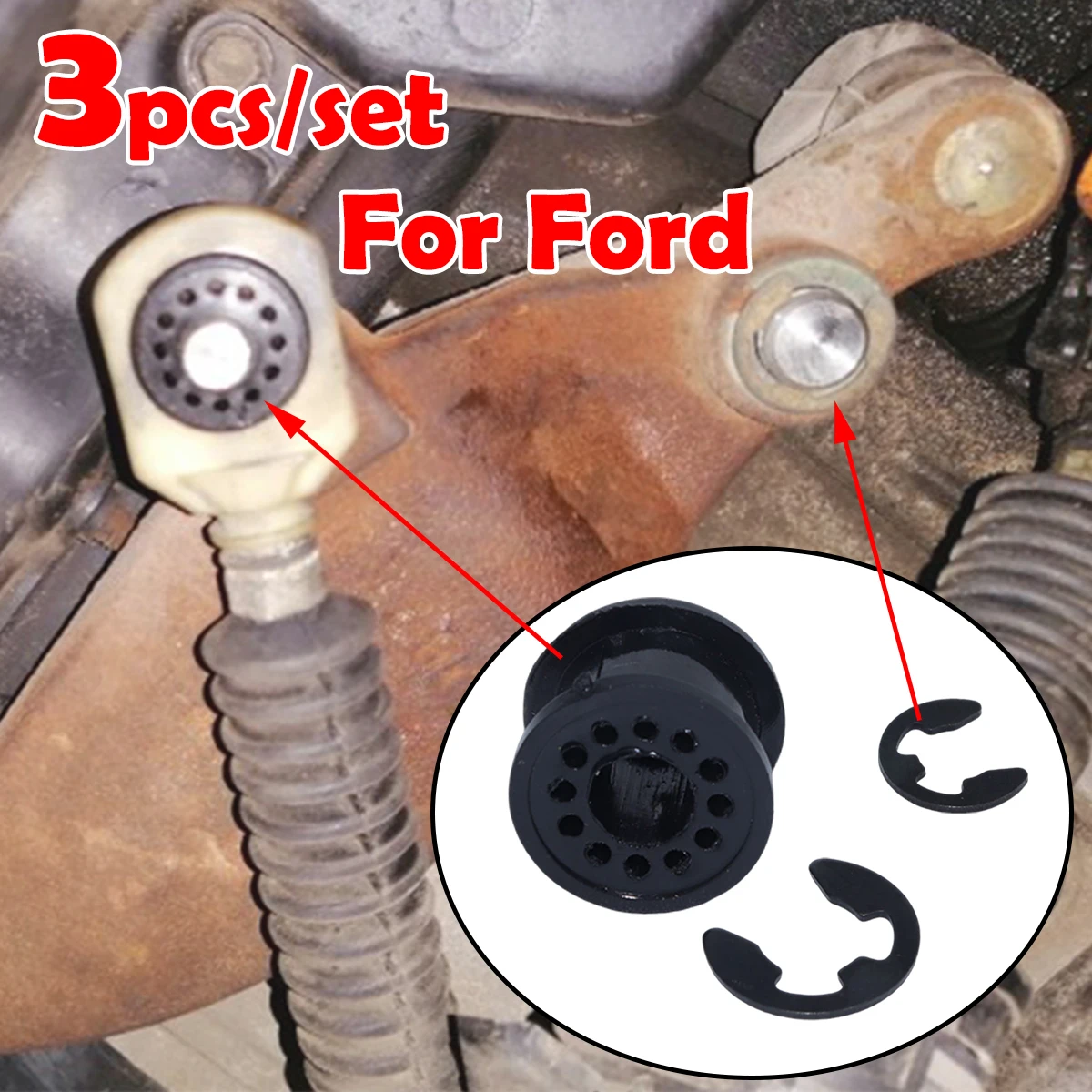 

3pcs/set Shifter Cable Bushing Manual Gear Shift Selector Linkage Lever End Pivot Sleeve Clip For Ford Fiesta Focus Fusion C-Max