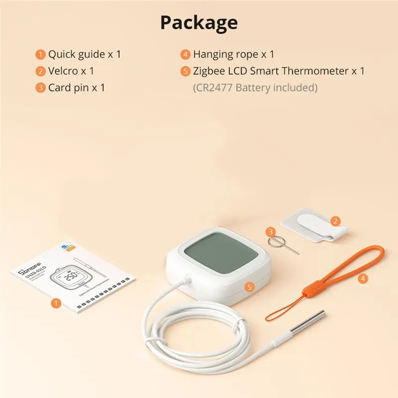 AT51-Zigbee3.0 LCD Smart Thermometer With Probe IP65 Waterproof Thermometer For Fridge Pool Fish Tank Wine Cellar