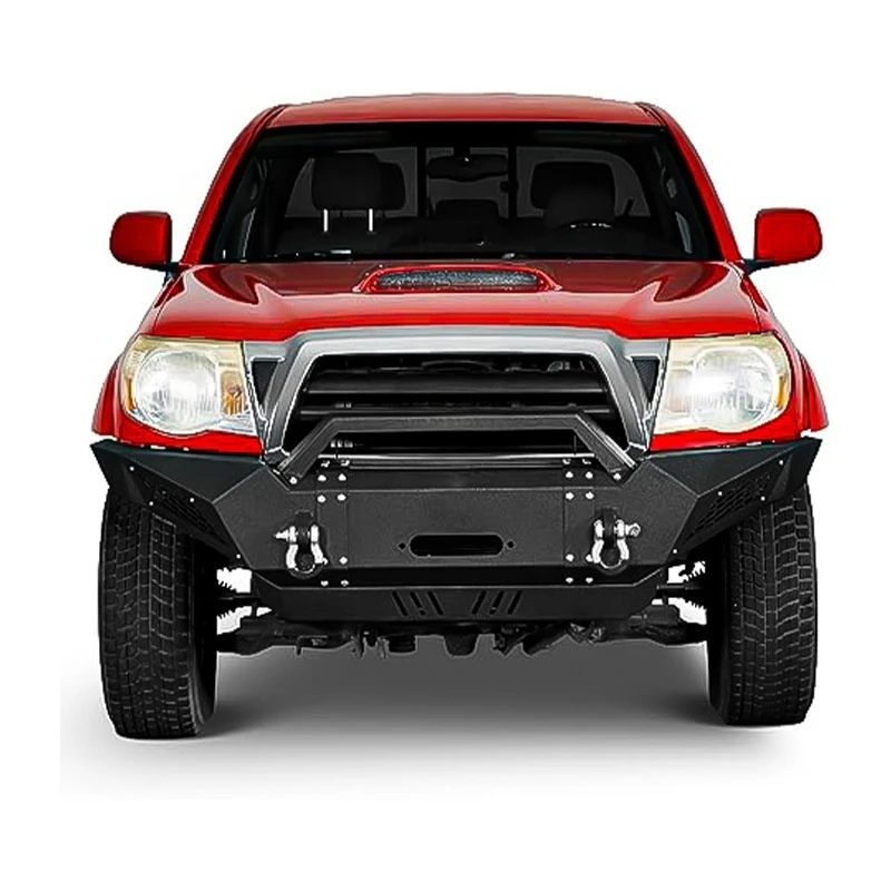 New Powder Coated Steel Front Bull Bar Bumper With Tow Hook Off Road Exterior Mod Parts Fit Pickup Truck 2005-2011