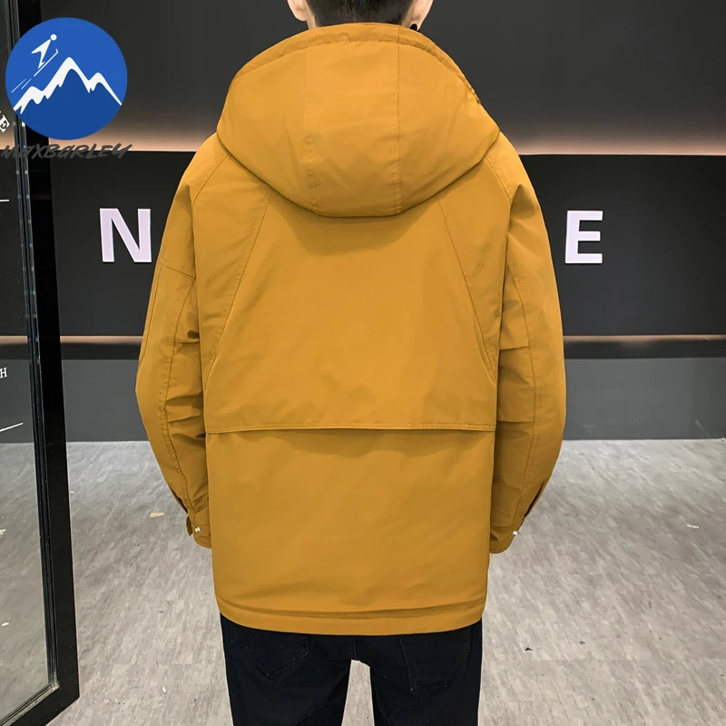 Maxbarley جديد سترة شتوية الرجال في الهواء الطلق التزلج يندبروف الأبيض بطة أسفل معطف دافئ ماركة عادية مقاوم للماء مقنعين سترة البخاخ