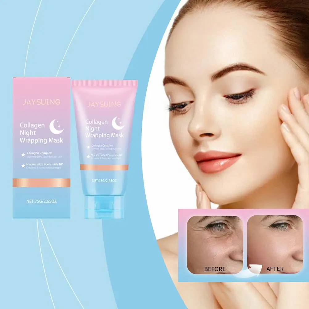 

Collagen Night Wrapping Peel Off Mask Hydration Anti-Aging Care Elasticity Face Skin Skin Korean Sagging Reduce 75g Increas Z9J9