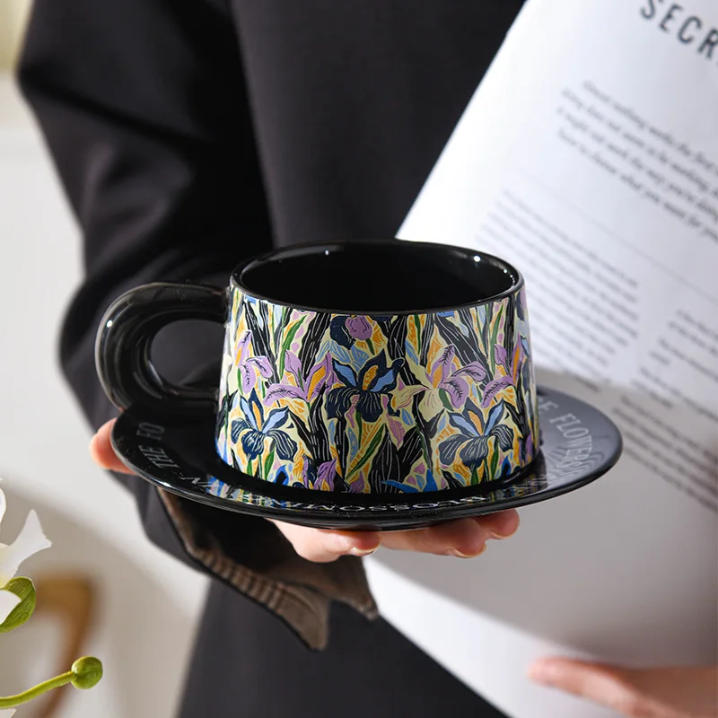 2025 New High-Aesthetic Floral Ceramic Cup As A Gift European Internet-Famous High-End Coffee Cups Home Sophistication Mug