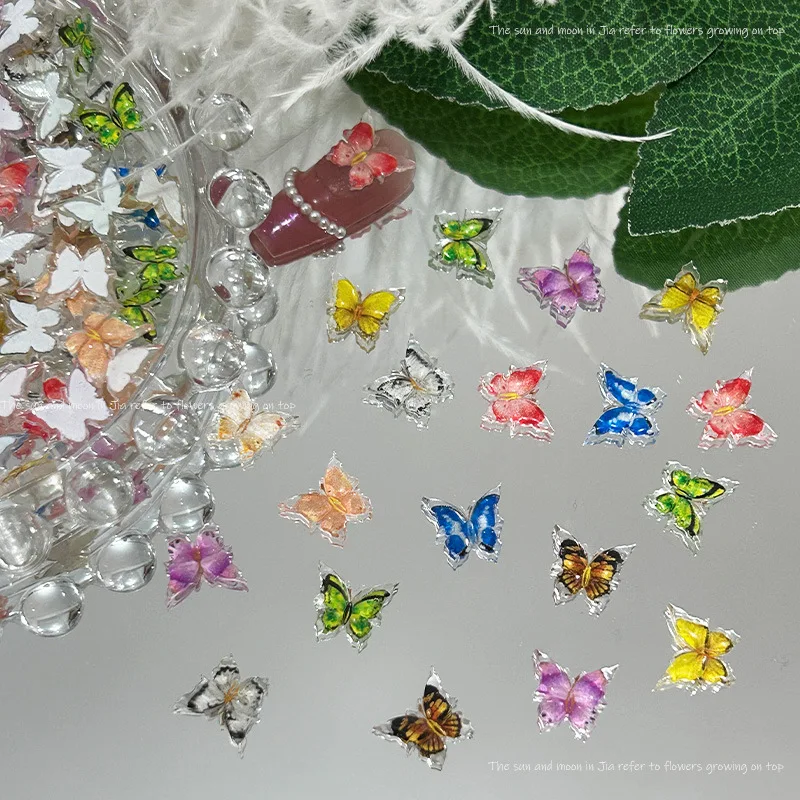30 قطعة فراشة مطبوعة نابضة بالحياة مسمار السحر الملونة ثلاثية الأبعاد الراتنج مسمار الفن زينة مع تصاميم الجناح واقعية ل Manic أنيقة