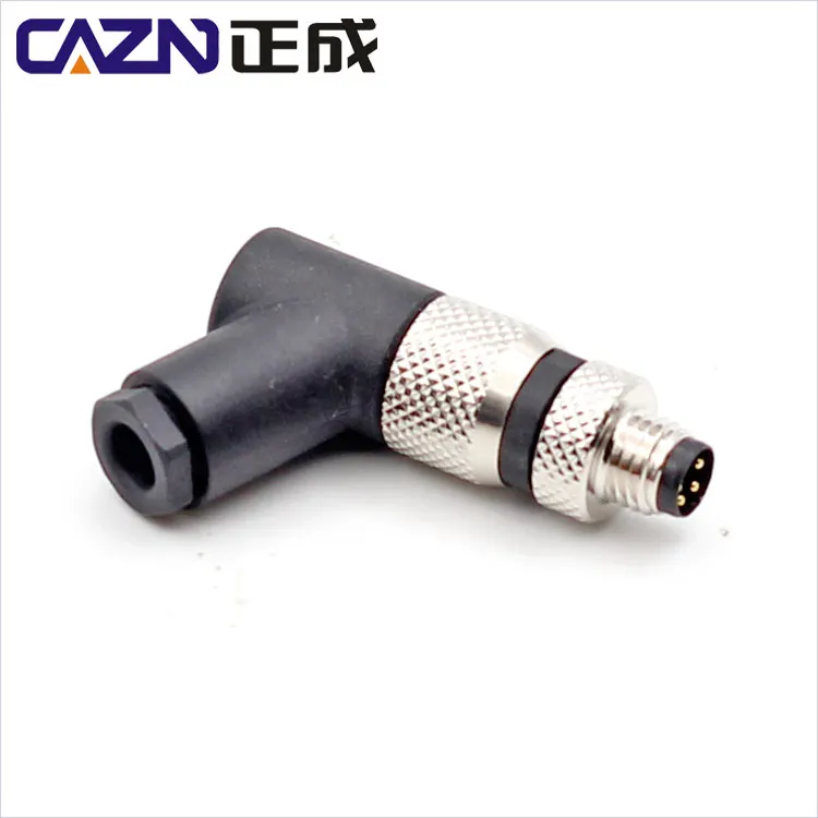 M8 Plastic A B D Coding Plug Waterproof IP67 Angled Female 3 4 5 6 8 Pins Screw Solder Type Field Attachable Connectors