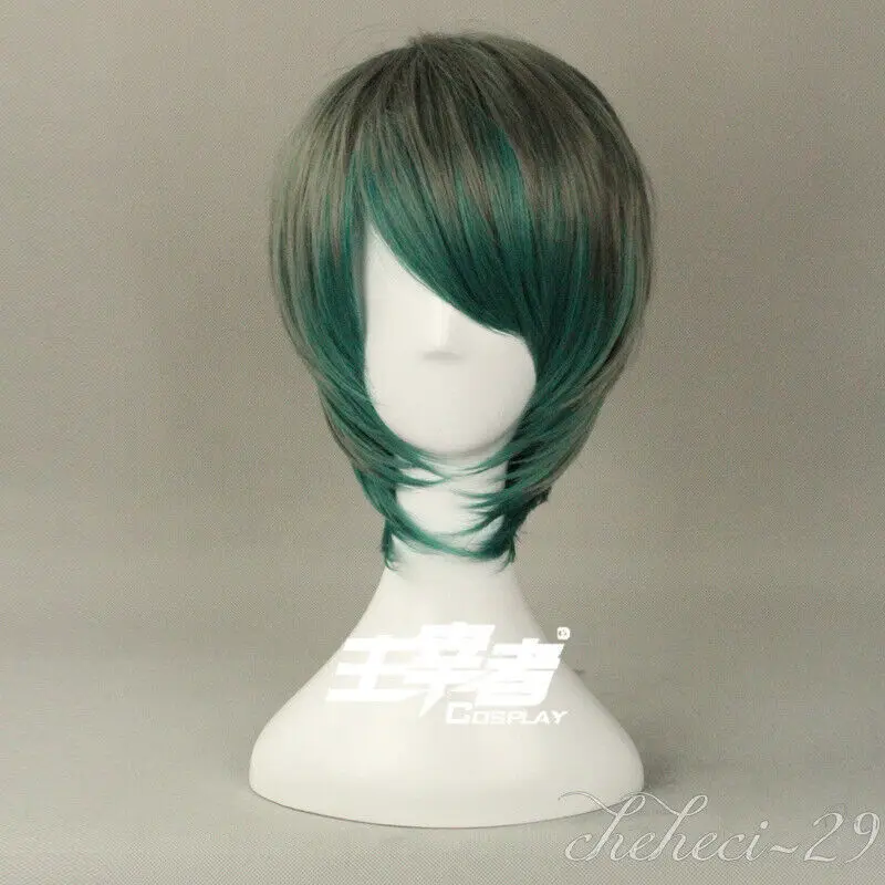 Peluca de pelo corto verde Otaku diaria, disfraz de Cosplay, peluca completa, pelucas de cabello social