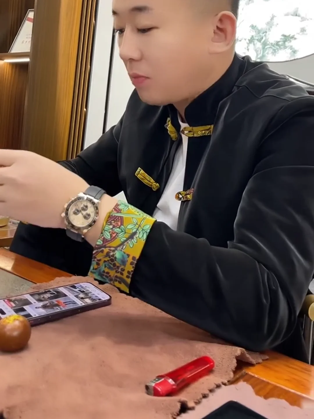 

8866 Autumn Winter New Men's Thin Cotton Lined Tang Suit Jaet Faion Design Sense Trendy Wind Button Sli Casual Wear