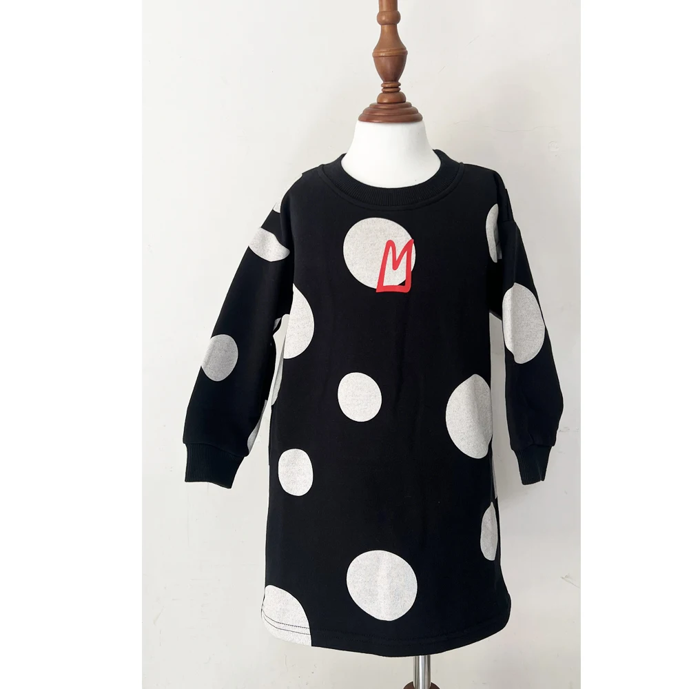 

kids dress 2025 new autumn witner mini girls cute dot print long sleeve sweatshirt princess dresses