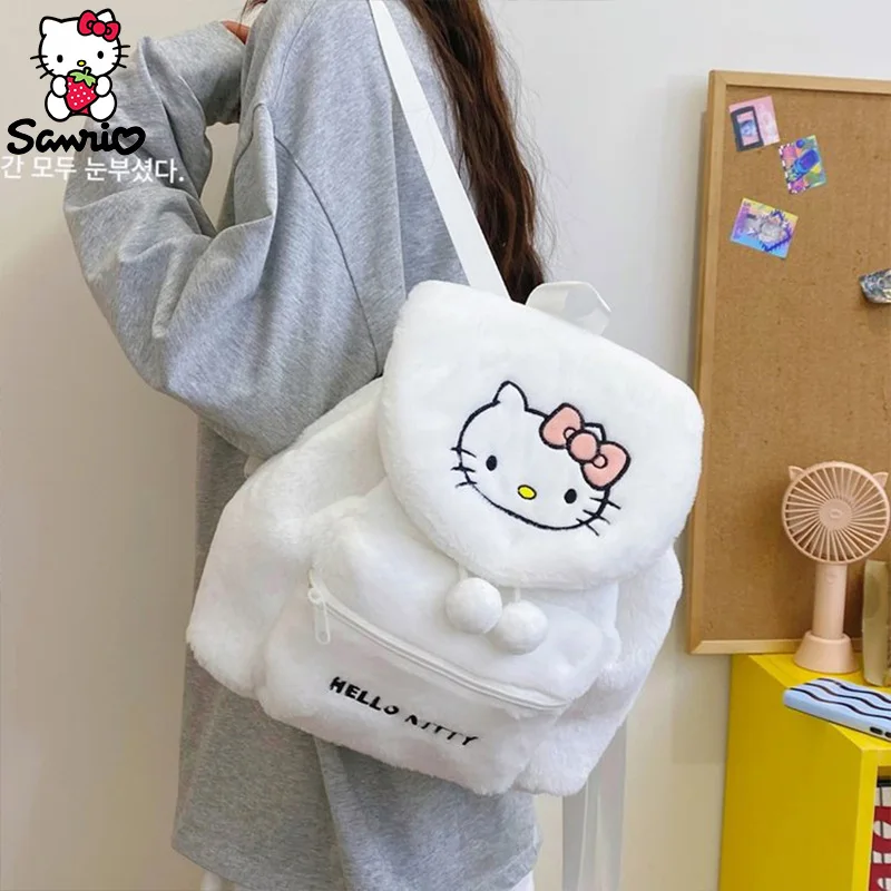 Sanrio Backpack Hello Kitty Plush Bag Kuromi Makeup Pouch My Melody Schoolbag Pochacco Bagpack Kid Double Shoulder Bag Girl Gift