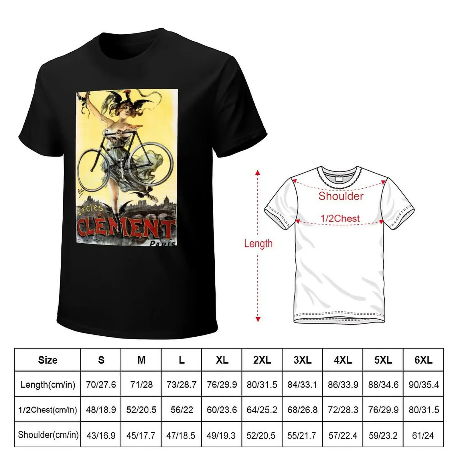 CLEMENT CYCLES Paris Art Nouveau Vintage French Advertising T-Shirt Short sleeve tee new edition mens big and tall t shirts