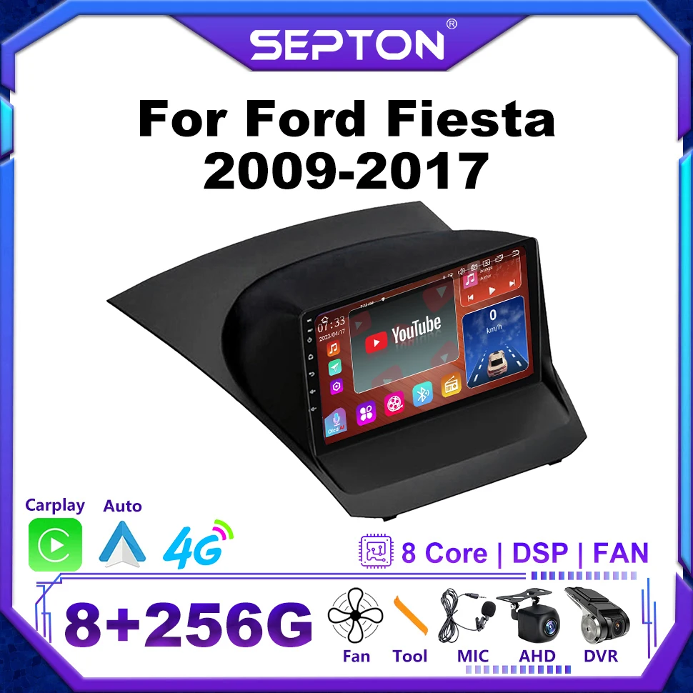 

SEPTON Android 12 Car Radio for Ford Fiesta 2009-2017 4G 8core Head Unit Multimedia Video Player Wifi Carplay Android Auto GPS