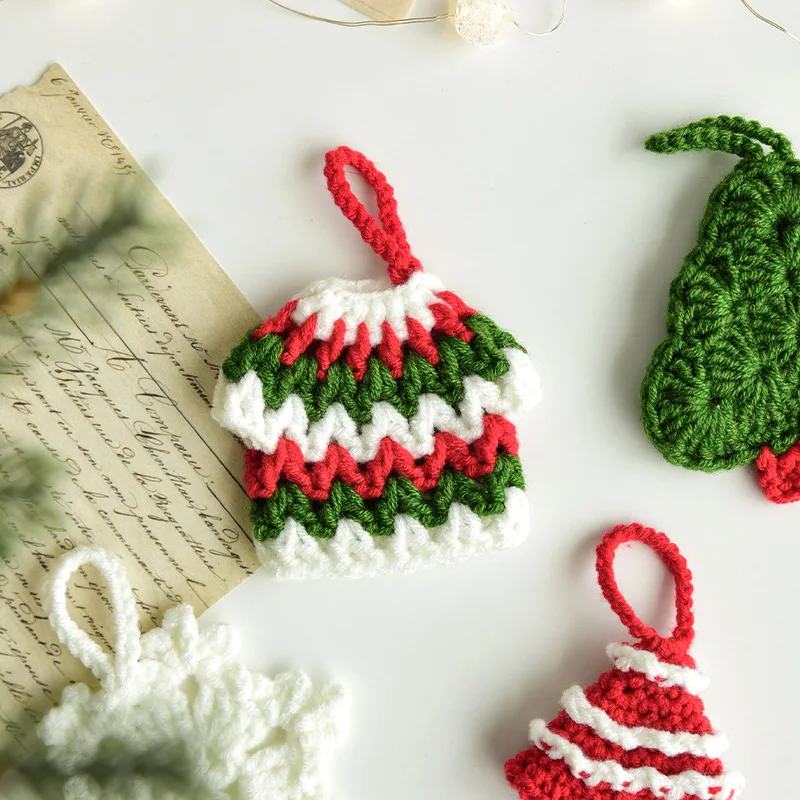 1 قطعة هدايا عيد الميلاد اليدوية محبوك ندفة الثلج سانتا كلوز معلقة الديكور شجرة عيد الميلاد معلقة هدايا عيد الميلاد الديكور