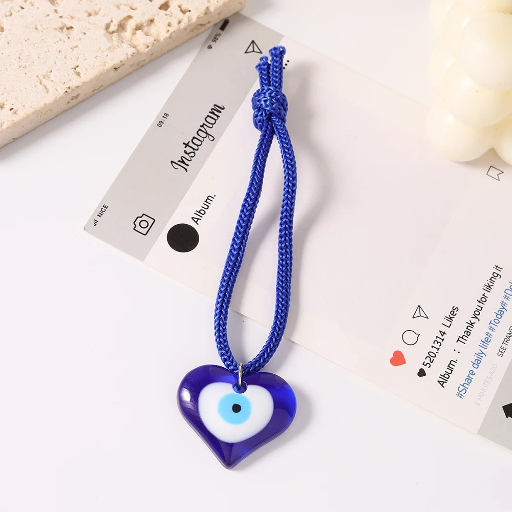 Aihua Bohemia Glücksbringer Türkisches Böses Auge Schlüsselanhänger Hamsa-Hand Blaue Glasperlen Schlüsselringe für Damen und Herren Taschenanhänger Deko-Geschenke – Detail 6