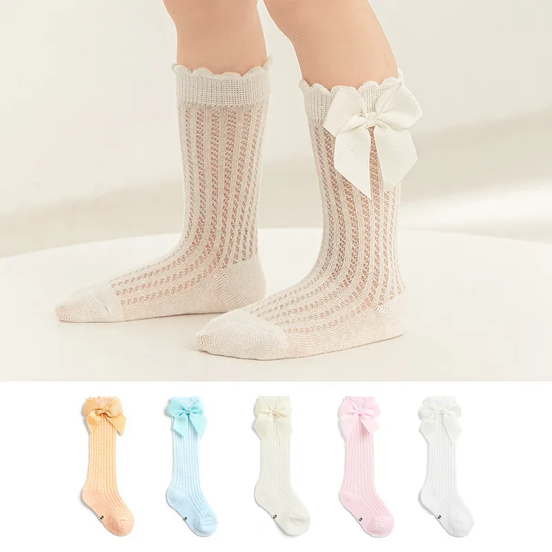 

Summer Baby Knee High Sock Spain Style Solid Color Fashion Calf Sock for Toddler Boy Girl Breathable Mesh Sock for 0-3Year Baby