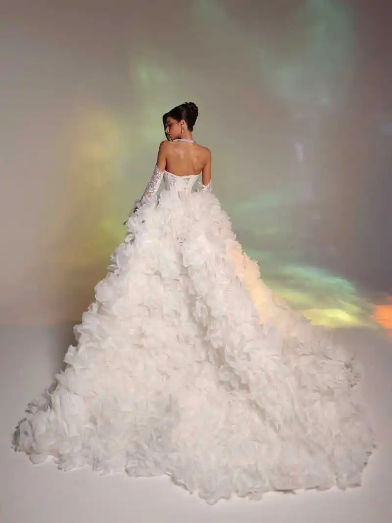 Requintado vestido de casamento querido elegante plissado em camadas renda vestido de noiva trem varredura personalizado vestidos de novia